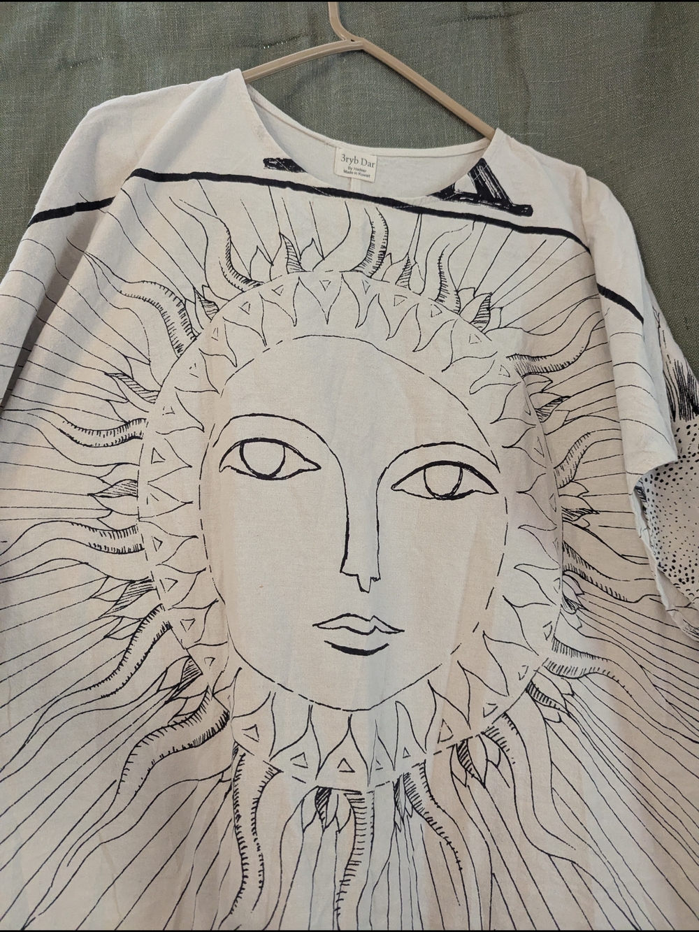 White Graphic Sun-Print Women's Kaftan Dress